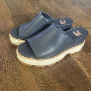 Sorel Navy Platform Sandals